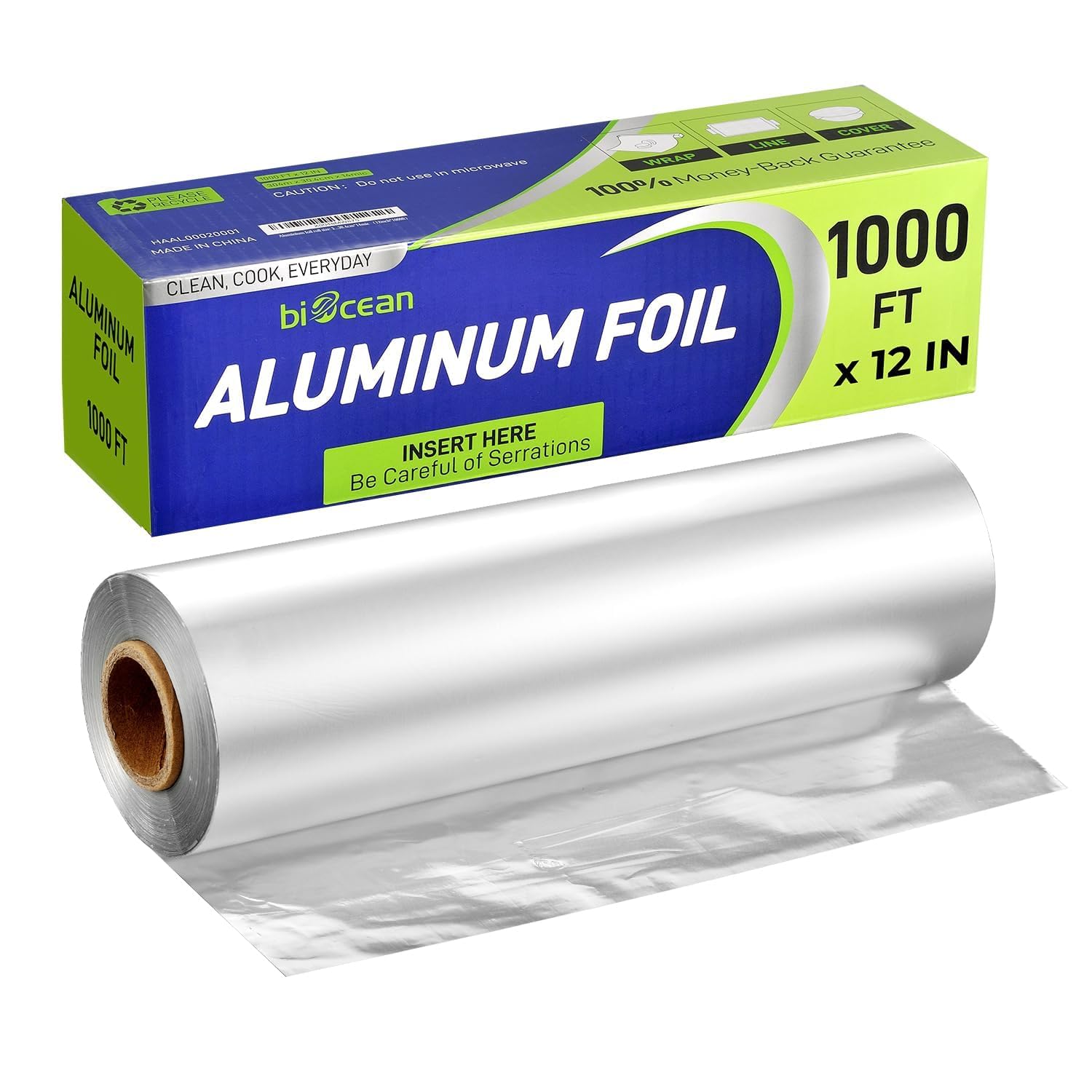 Amazon.com: Biocean Aluminium Foil 12''x1000 Sq.Ft for Food, Heavy